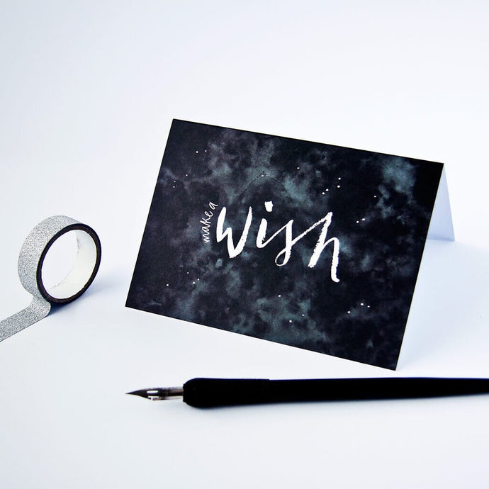 Monochrome 'make a wish' greetings card 